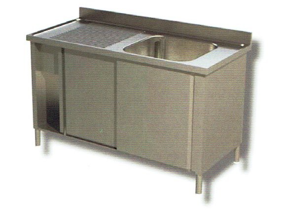 Lavello una vasca su armadio cm.100/160x60 con sgocciolatoio